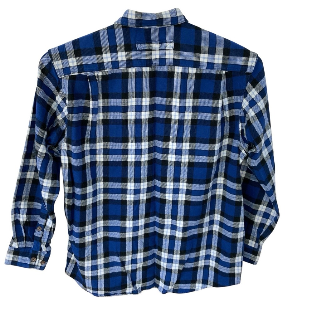 Duluth Trading Mens XL Tall Burlyweight Flannel Shirt Button Up Thick Heavy Blue - Picture 3 of 10